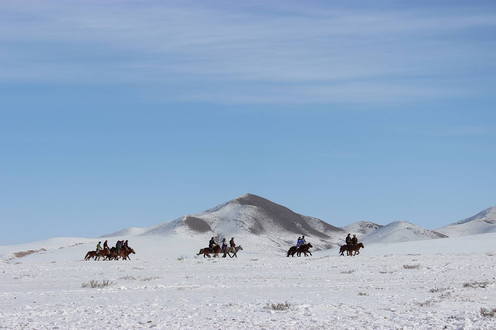 A cheval, à chameau et en chien de traineau, l'aventure mongole sous la neige