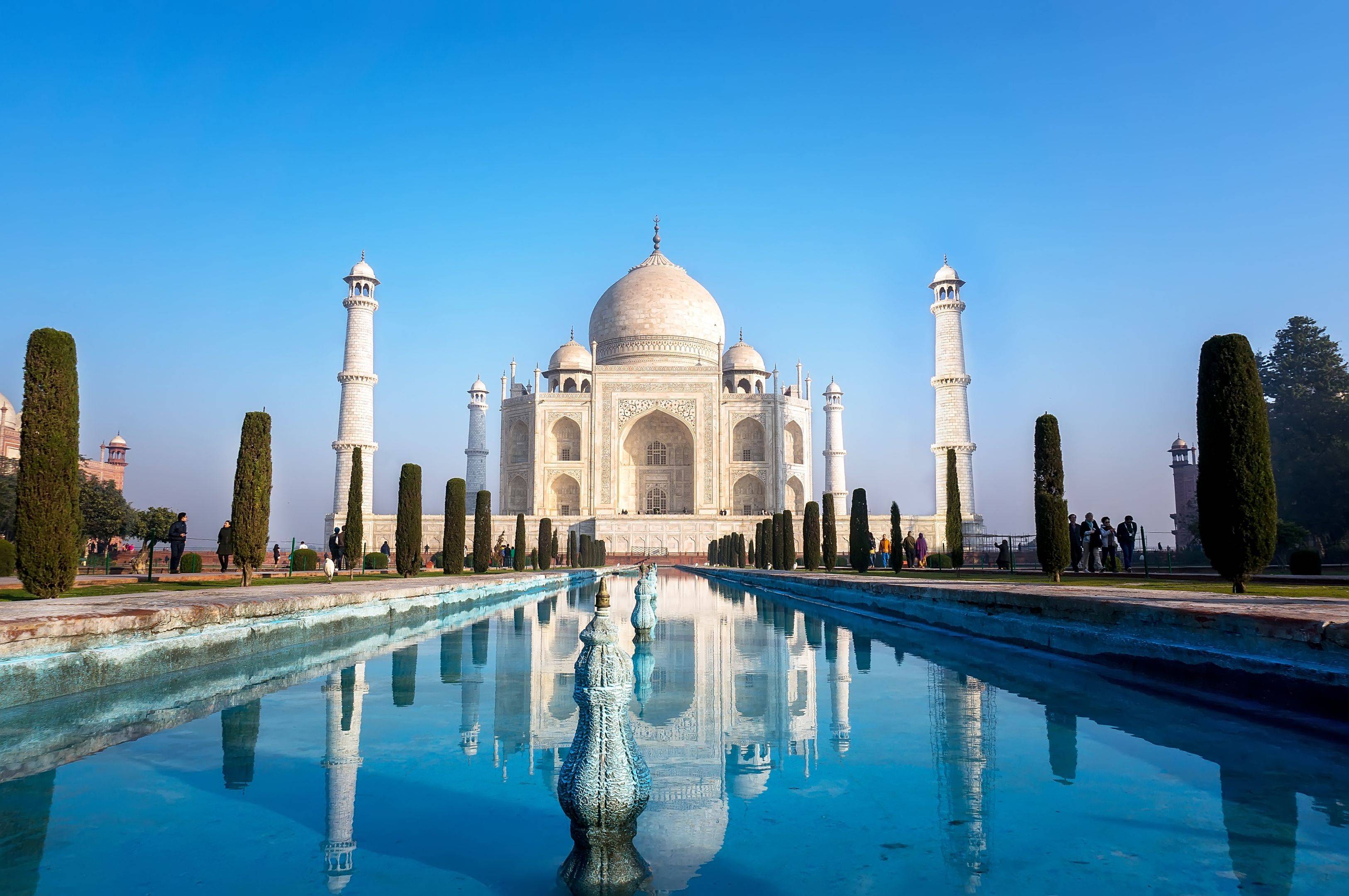 Zonsopkomst bij de Taj Mahal