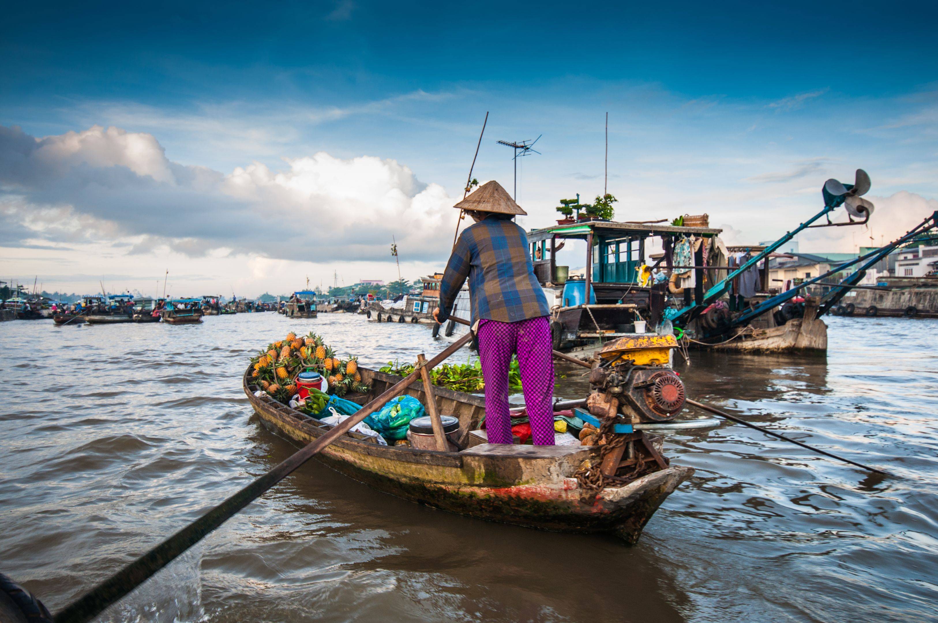 Drijvende markt en de omgeving van Chau Doc