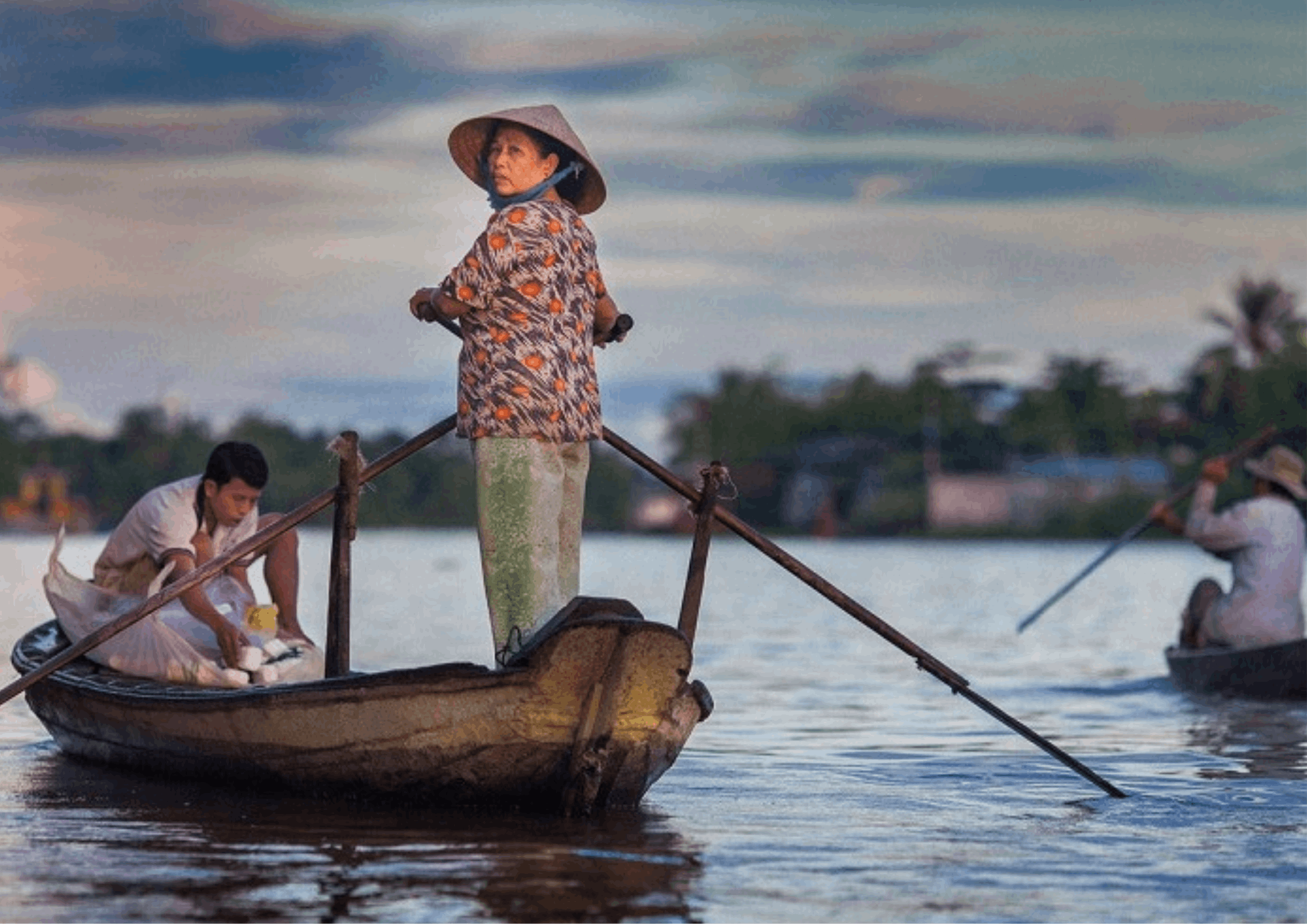 Un mercato galleggiante tipico del delta del Mekong