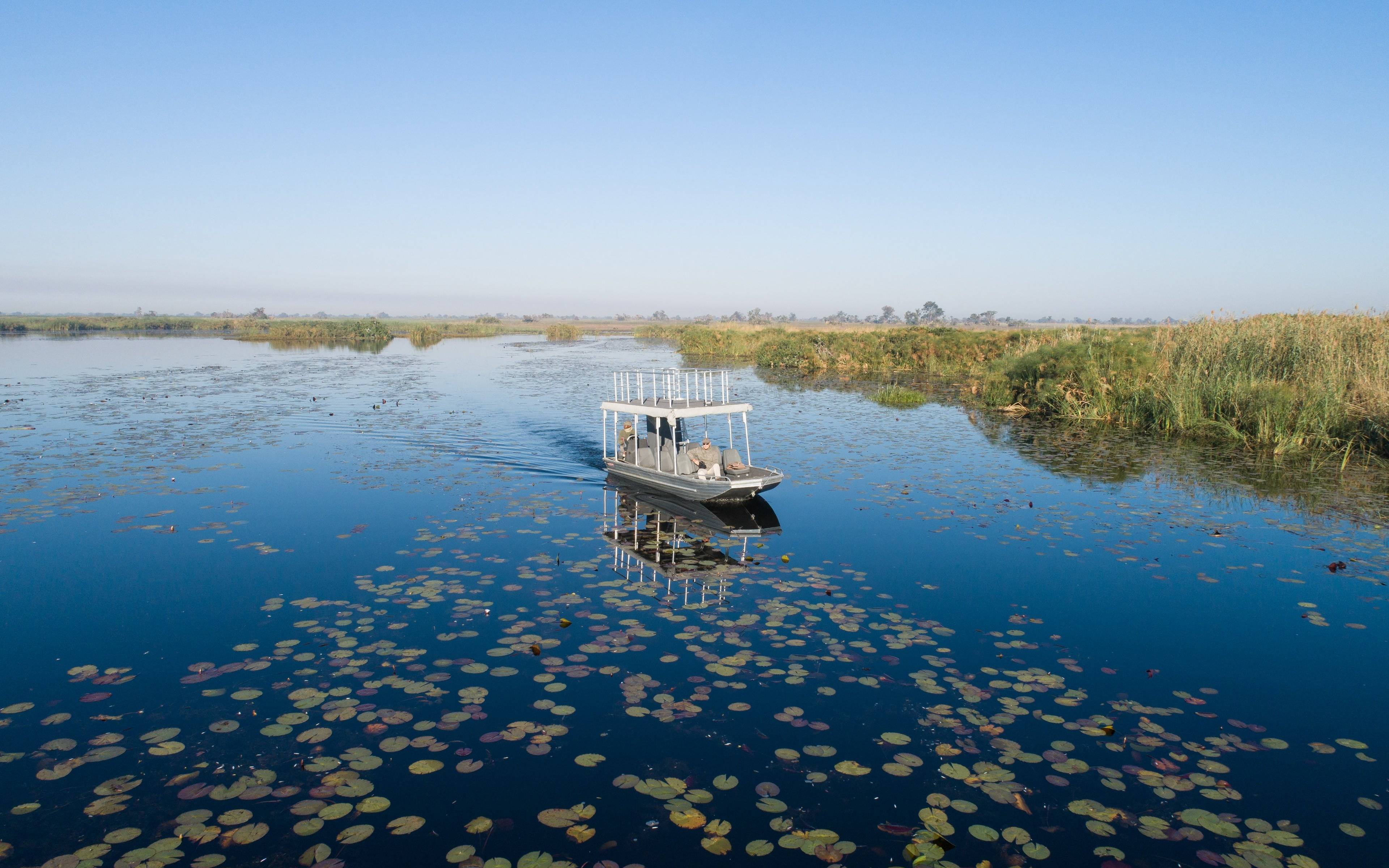 Approchez-vous des méandres du delta de l'Okavango