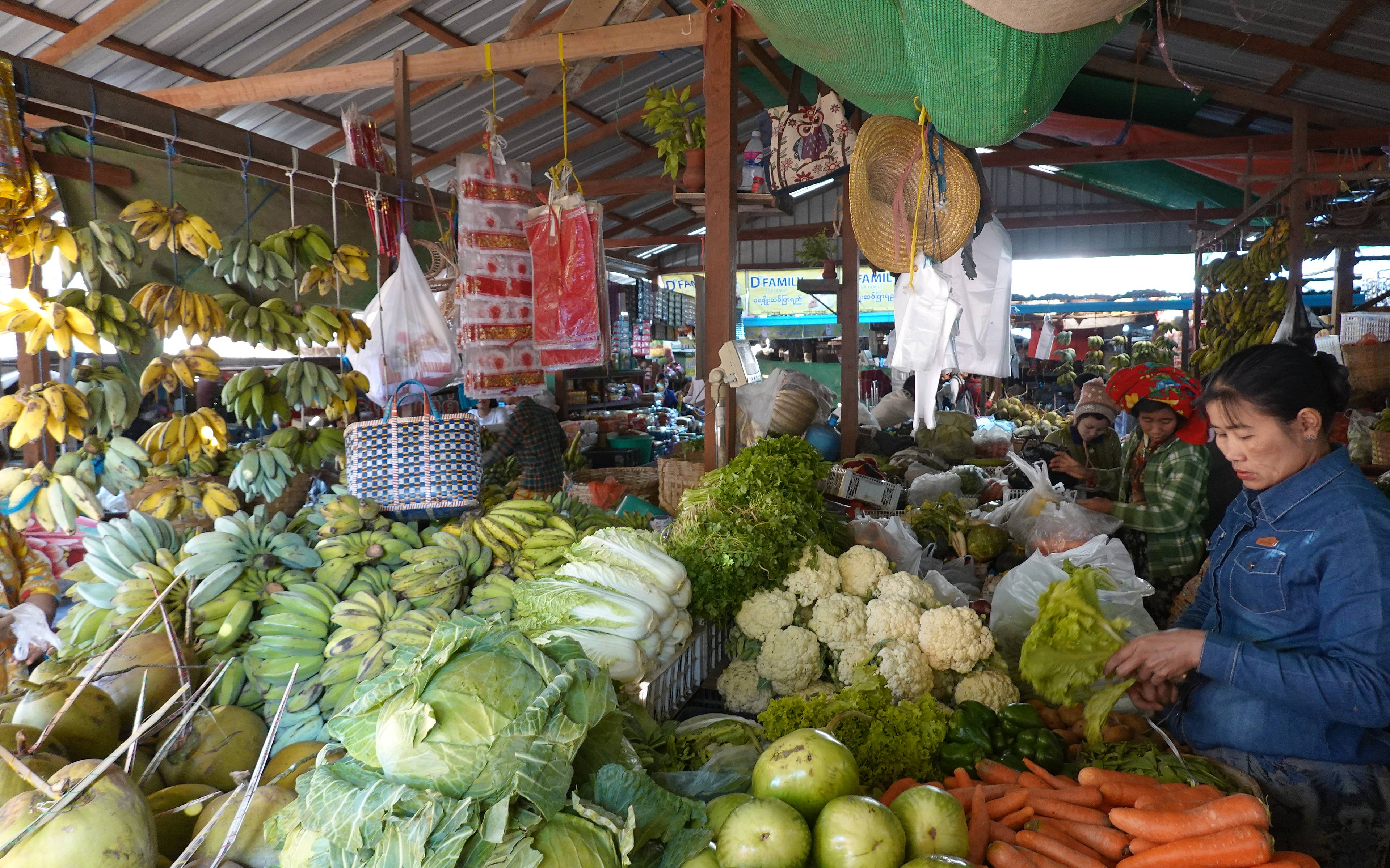 Explorando el mercado local y los pueblos de Minanthu y Pwar Saw