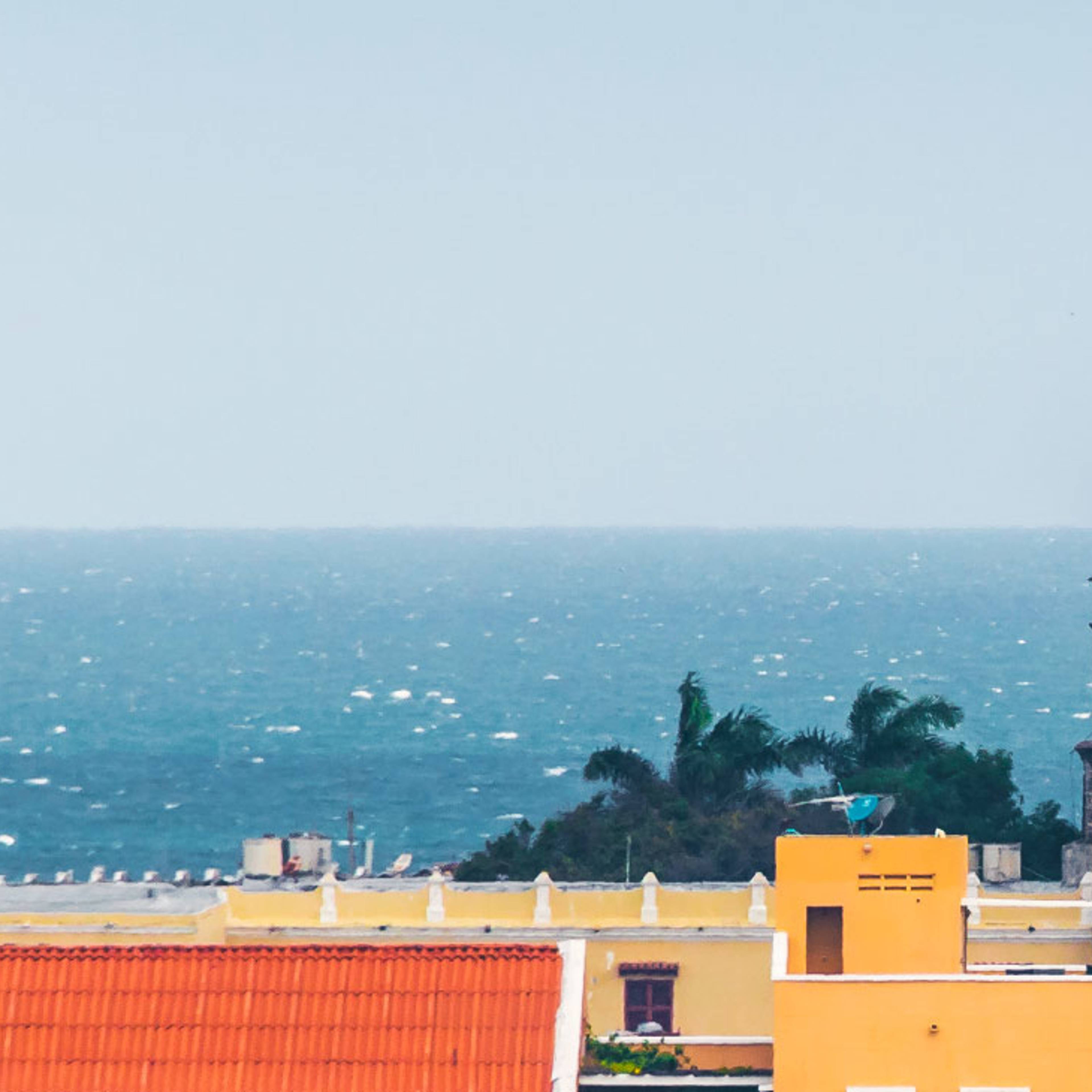 Panoramic view of city of Cartagena de Indias and San Pedro