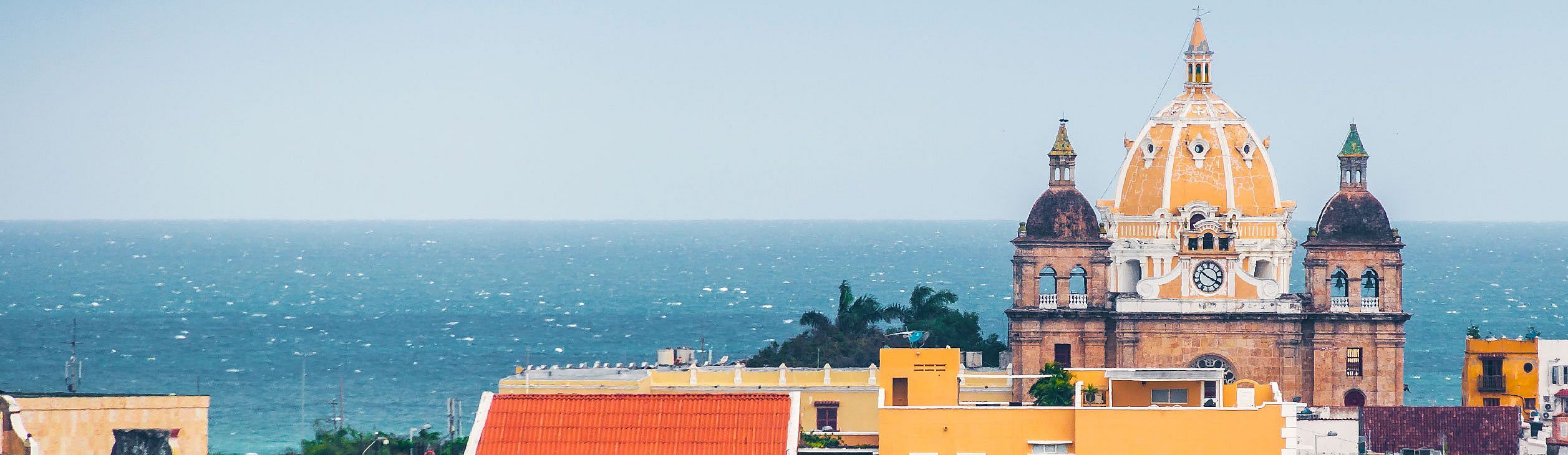 Panoramic view of city of Cartagena de Indias and San Pedro