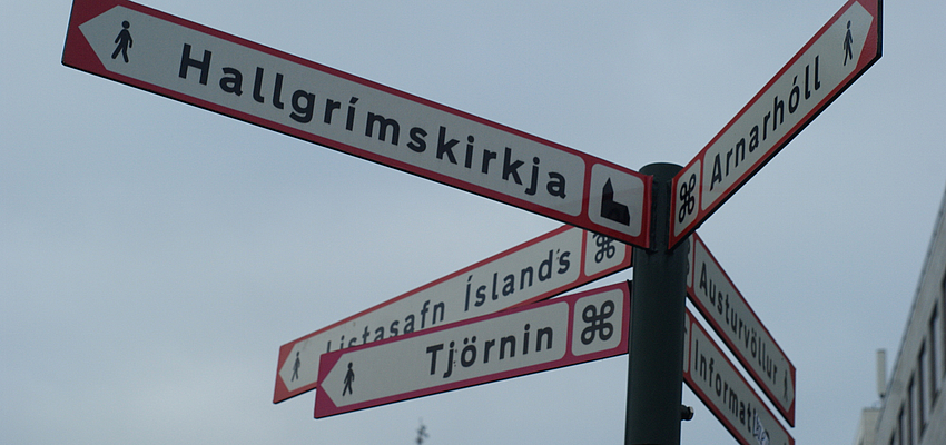 Road signs in Reykjavik